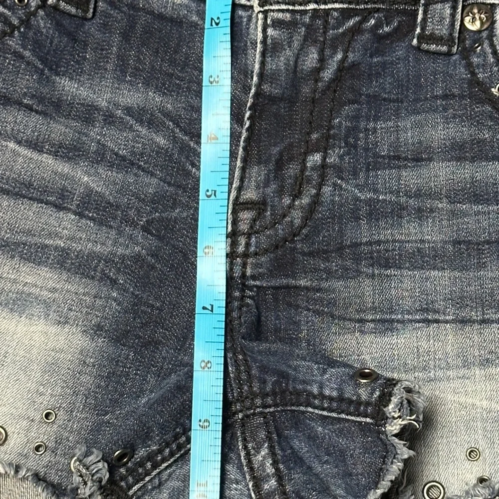 Miss Me Women's Blue Jean Denim Shorts with Black Lace and Bling 30 - Picture 13 of 15